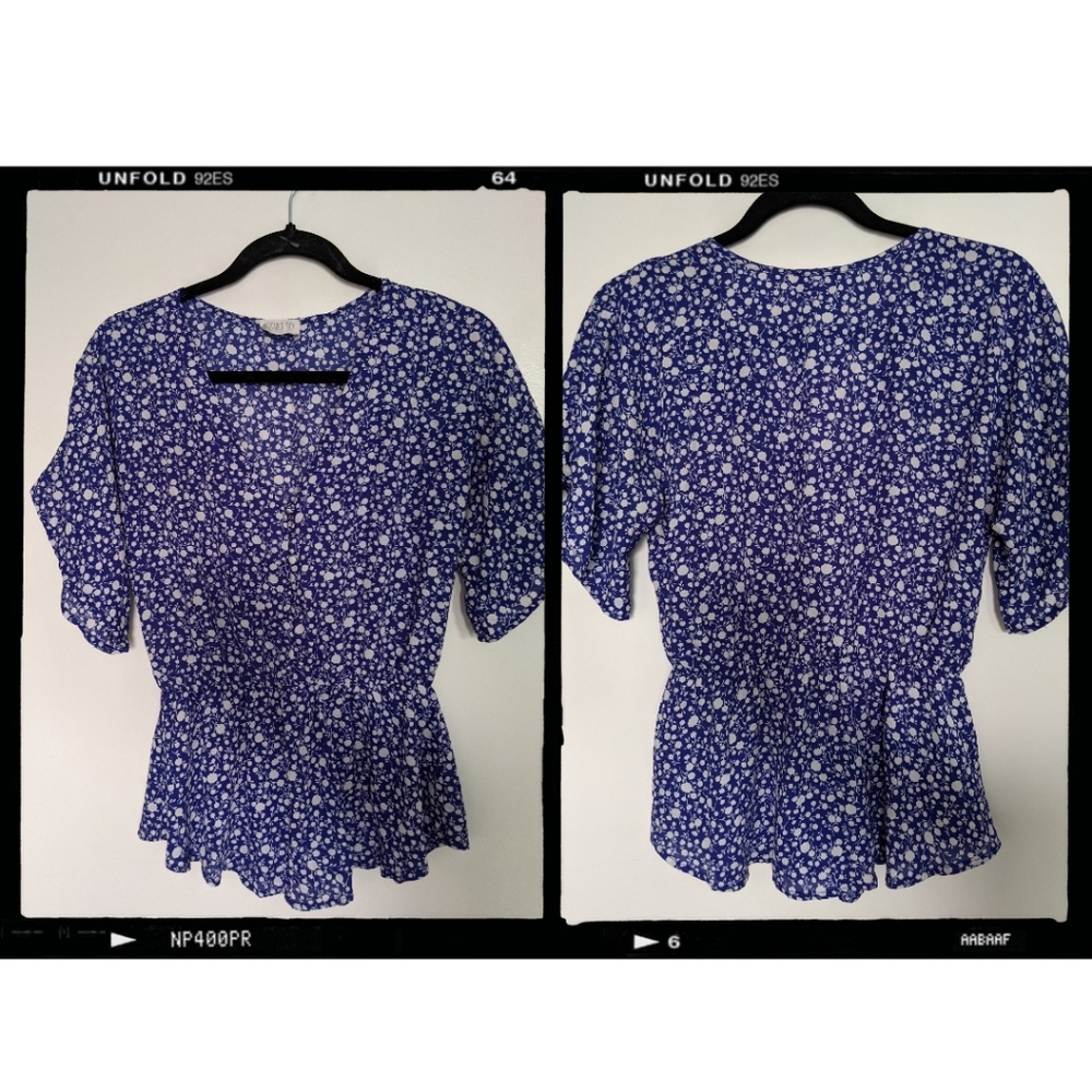 Sienna Sky Floral Blue/White Blouse - Size Small